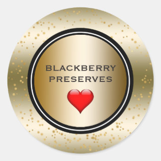 Adesivo Redondo Blackberry Preserve Jam Label Elegante Dourado
