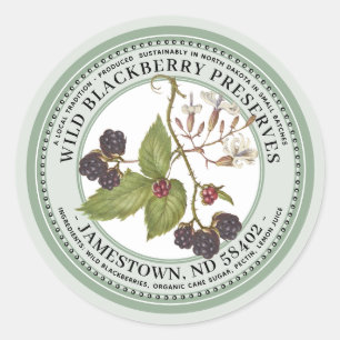 Adesivo Redondo Blackberry Preserve Label Jam 1930 Green