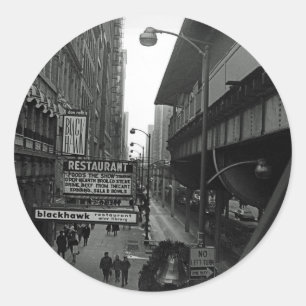 Adesivo Redondo Blackhawk Restaurant Street, em Chicago, 1960