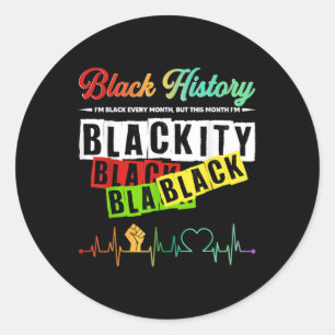 Adesivo Redondo Blackity Black History Month Pride African Mens Wo