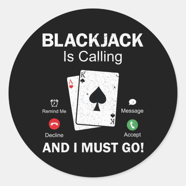 Adesivo Redondo Blackjack Gambling 21 Blackjack (Frente)