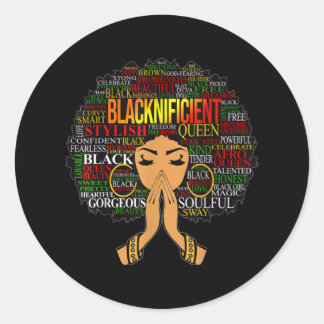 Adesivo Redondo Blacknificent Words Art Afro Natural Hair Black Qu