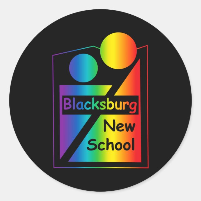 Adesivo Redondo Blacksburg New School Retro Design _1  (Frente)