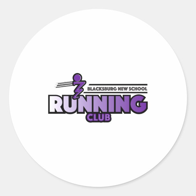 Adesivo Redondo Blacksburg New School Running Club  (Frente)