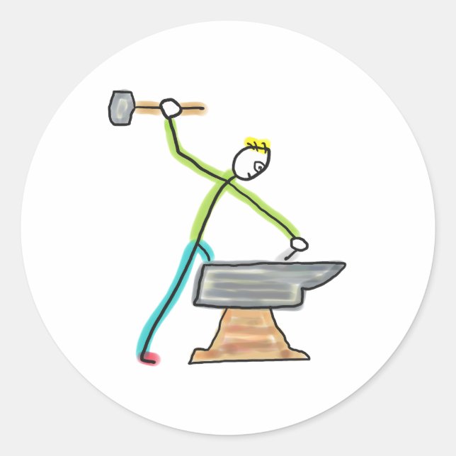 Adesivo Redondo Blacksmithing Stickman (Frente)