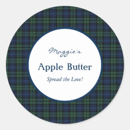 Adesivo Redondo Blackwatch Tartan Xadrez Jam Jar Labelsl