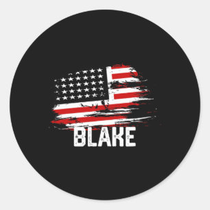 Adesivo Redondo Blake Usa Flag Personalizou 4 De Julho Blake