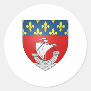 Adesivo Redondo Blason Paris Casaco Heraldry Símbolo França
