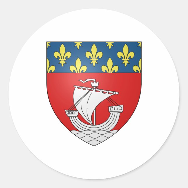 Adesivo Redondo Blason Paris Casaco Heraldry Símbolo França (Frente)