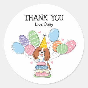 Adesivo Redondo Blenheim Cavalier King Charles Spaniel Birthday