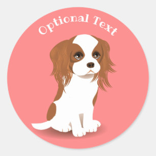 Adesivo Redondo Blenheim Cavalier King Charles Spaniel Pink