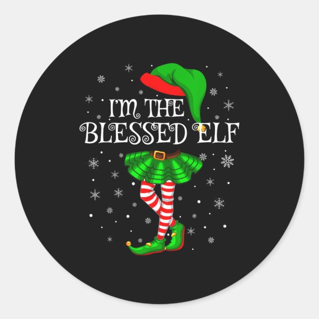 Adesivo Redondo Blessed Elf Christmas Matching Family Women Girls  (Frente)