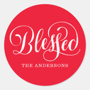 Adesivo Redondo Blessed Script Feriado