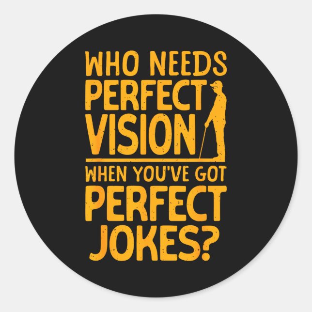 Adesivo Redondo Blind Person Art For Men Women Impaired Blind Peop (Frente)