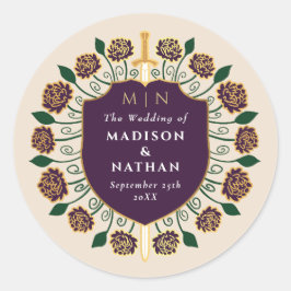 Adesivo Redondo Blindagem de espada Fantasia Casamento Monograma