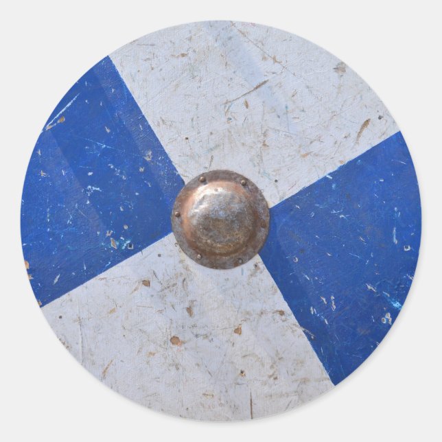 Adesivo Redondo blindagem de metal de madeira medieval arma de gue (Frente)