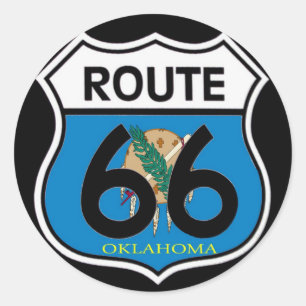 Adesivo Redondo Blindagem de Oklahoma flag Route 66
