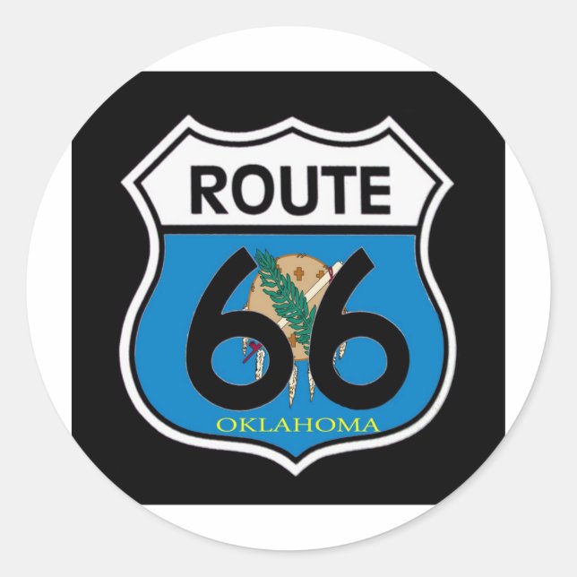 Adesivo Redondo Blindagem de Oklahoma flag Route 66 (Frente)