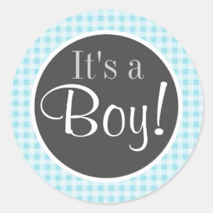 Adesivo Redondo Blizzard Blue Gingham; verificado