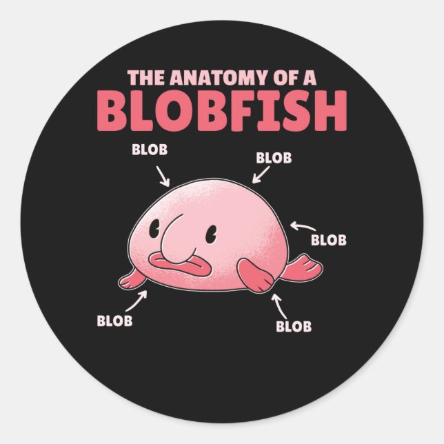 Adesivo Redondo Blobfish Afirma Anatomia De Blobfish (Frente)