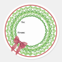 Adesivo Redondo Block Print Flower Wreath Sticker