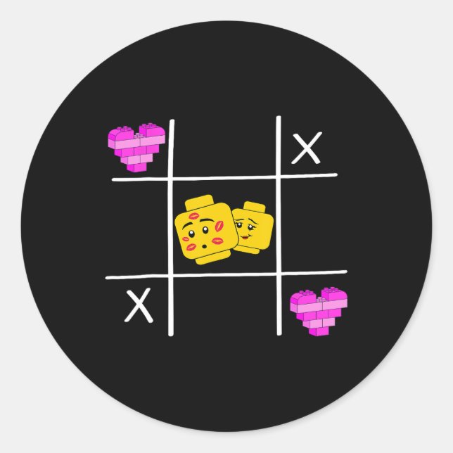 Adesivo Redondo Bloco Construção de Tijolos Figura Heart Master Bu (Frente)