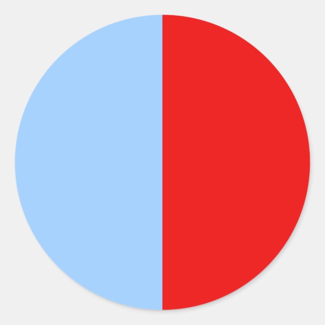 Adesivo Redondo Bloco de Cor Vermelho e Azul Claro (Frente)
