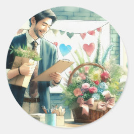 Adesivo Redondo Bloco de Notas de Apreciação Artístico