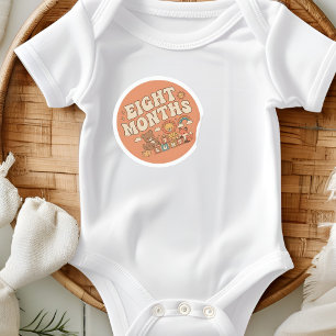 Adesivo Redondo Blocos de Brinquedo Retro Boho Bebê Oito Meses Mar