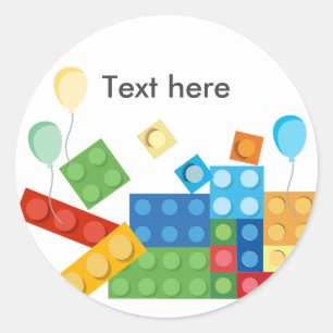 Adesivo Redondo blocos de construção, bloco, tijolo de brinquedo