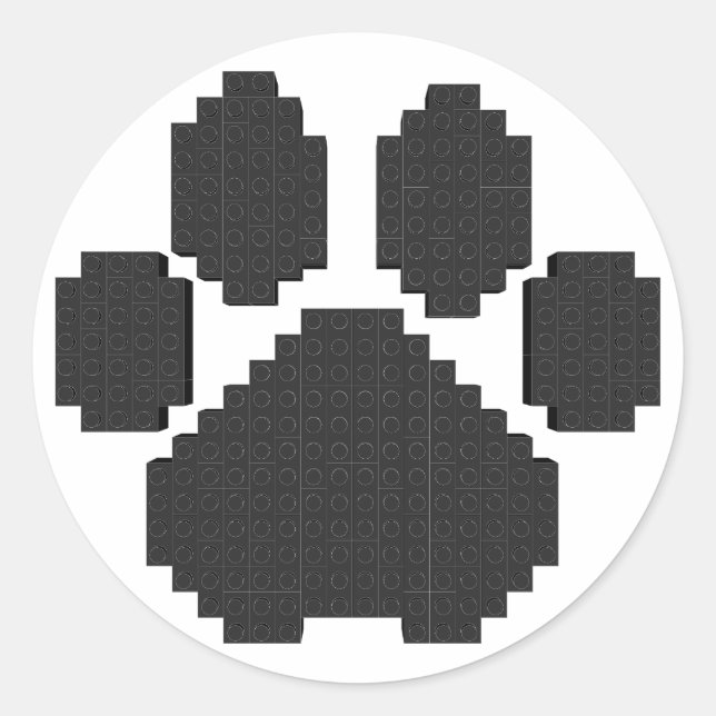 Adesivo Redondo Blocos de Construção de Impressão Negra (Frente)