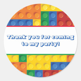 Adesivo Redondo Blocos de Construção de Tijolos Coloridos Favor de