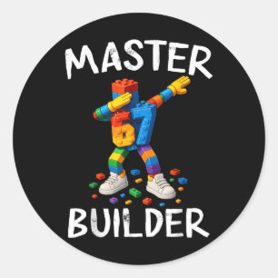 Adesivo Redondo Blocos de Construção Meme Master Builder Dabbing 6