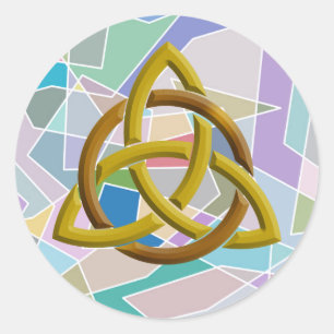 Adesivo Redondo Blocos Geométricos Célticos do Nó de Trinidade