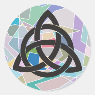Adesivo Redondo Blocos Geométricos Célticos do Nó de Trinidade