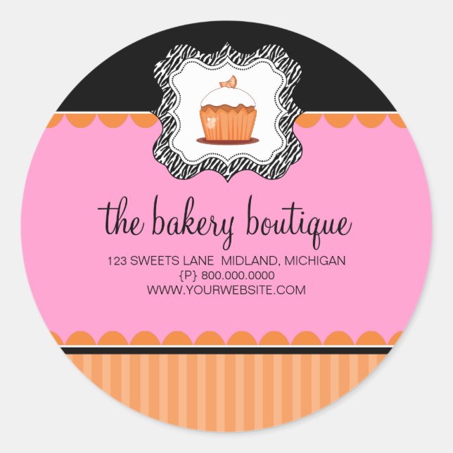 Adesivo Redondo Blocos para empresas da Bakery Boutique (Frente)