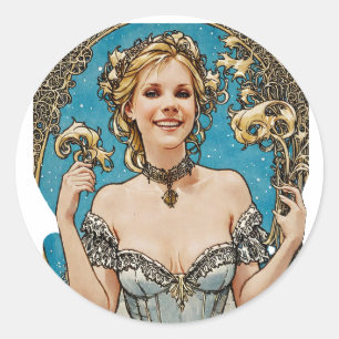 Adesivo Redondo Blona V1 Mucha Style Art