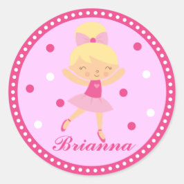 Adesivo Redondo Blonde Ballerina Girl Sticker (rosa)