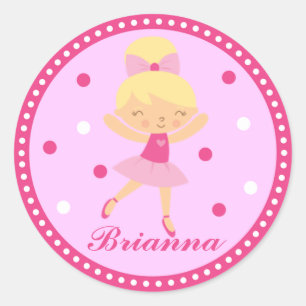 Adesivo Redondo Blonde Ballerina Girl Sticker (rosa)