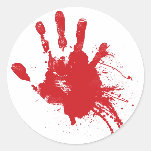 Adesivo Redondo Bloody Handprint Sticker (Frente)