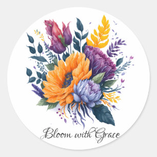 Adesivo Redondo Bloom com Grace - Buquê Flor