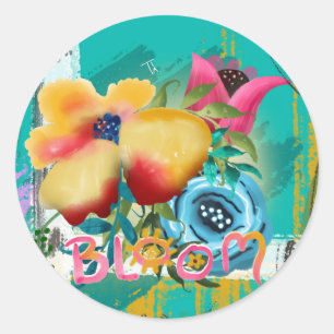 Adesivo Redondo BLOOM Primavera Floral com pintura manual