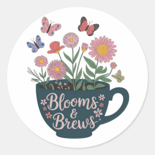 Adesivo Redondo Blooms e Breve Design - Gráfico Físico Whimsical