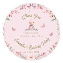 Blooms e Ursos de Aniversário Obrigado Sticker