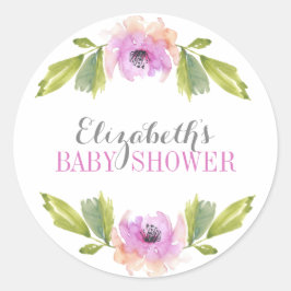 Adesivo Redondo Blooms escovados | Vinheta Chá de fraldas de aquar