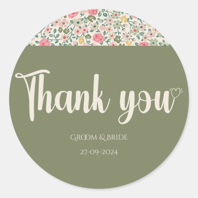 Adesivo Redondo Blooms Radiantes: Casamento Floral Vermelho e Amar (Frente)