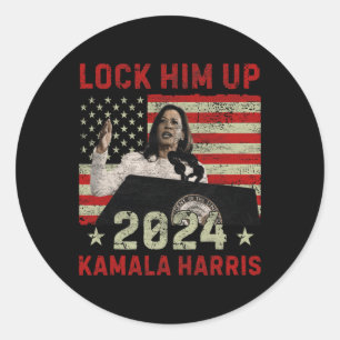 Adesivo Redondo Bloqueá-Lo Kamala Harris 2024, Bandeira Democrátic