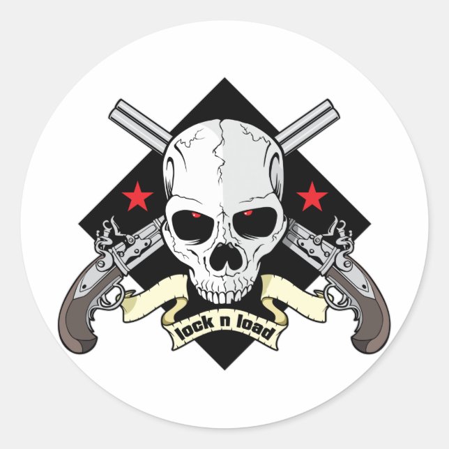 Adesivo Redondo Bloquear n Carregar Caveira (Frente)