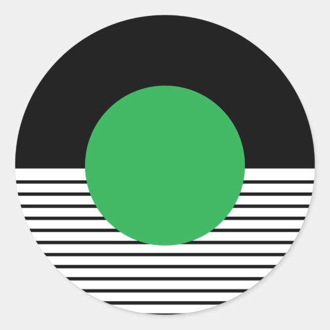 Adesivo Redondo Bloqueio Branco Preto e Círculo Verde (Frente)
