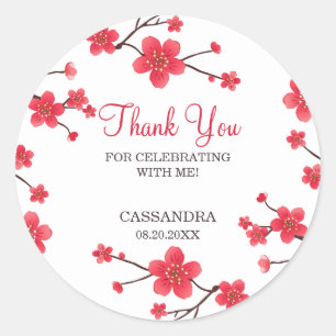 Adesivo Redondo Blossom Sakura Floral Aniversário do Blossom Sakur